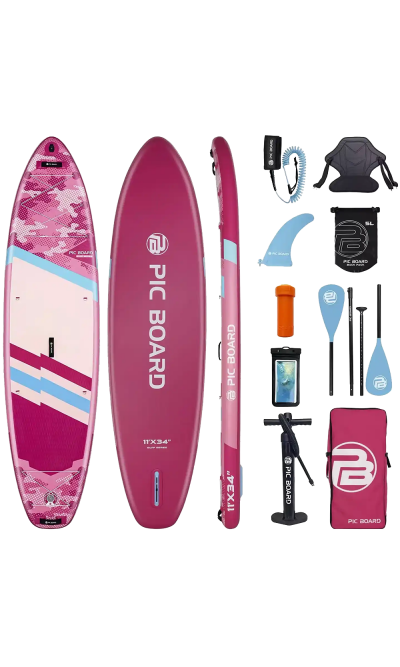 Tabla de SUP todoterreno para paddle surf Skatinger Camouflage Pink – estilo, estabilidad y diversión
