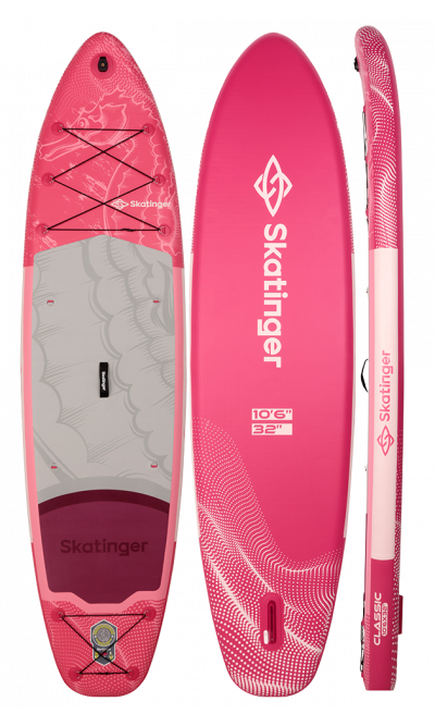 Tabla SUP de travesía con remo Skatinger Seahorse rosa – Gracia, comodidad y libertad