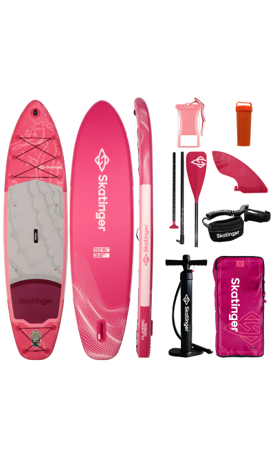 Tabla SUP de travesía con remo Skatinger Seahorse rosa – Gracia, comodidad y libertad