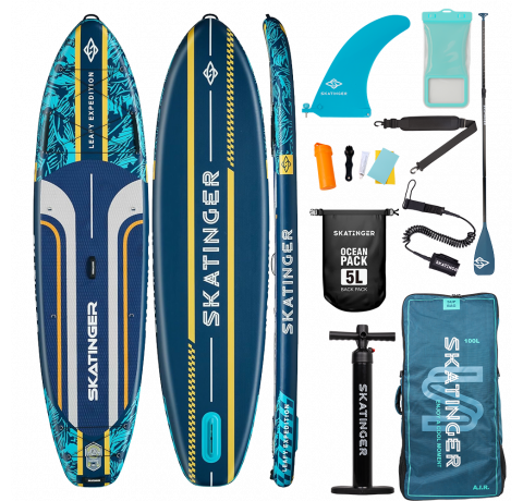 Skatinger Leafy Expedition Blue Allround Paddle SUP Board – Speed, Stability & Control